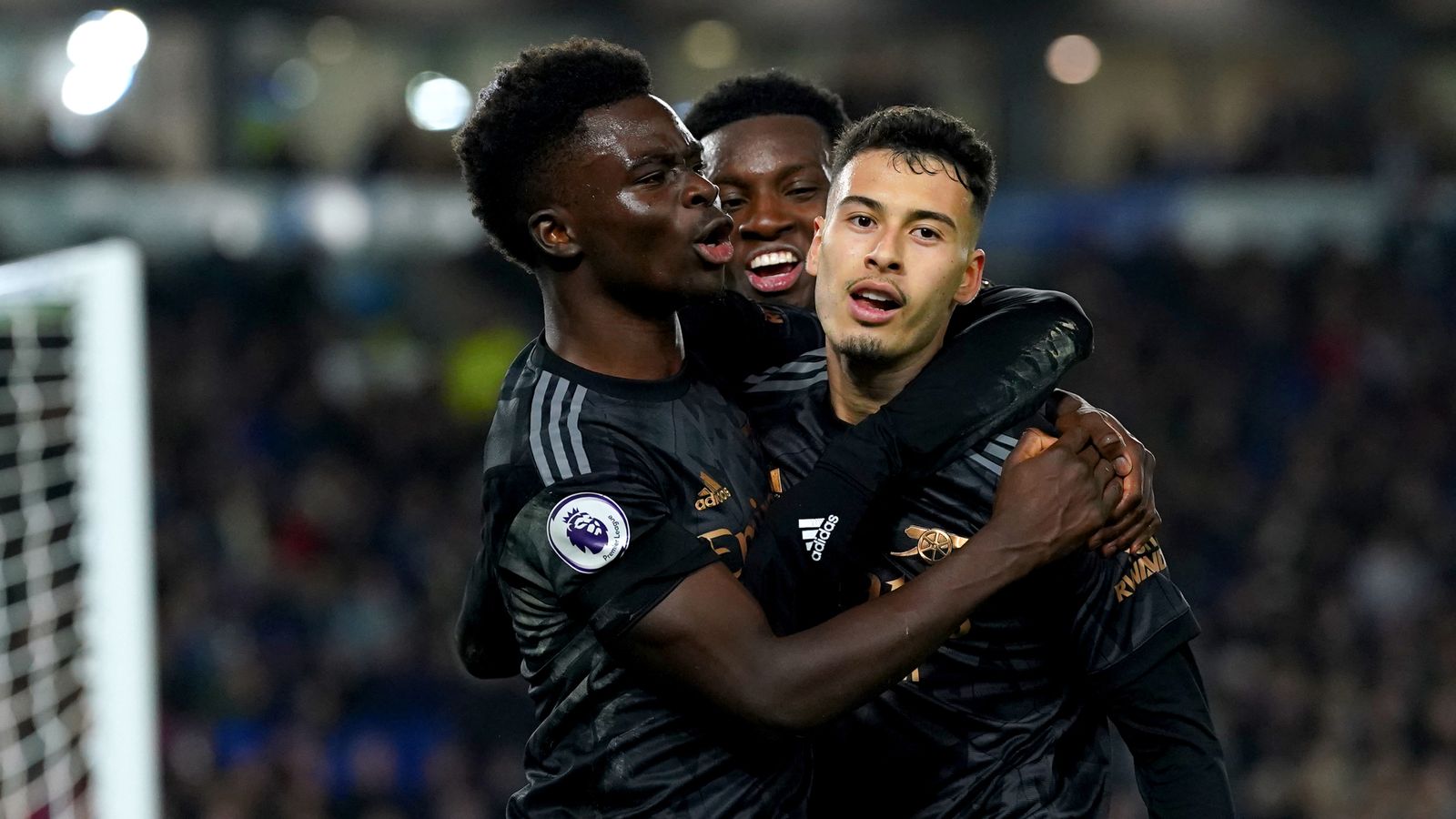 Arsenal menang atas Brighton, selebrasi Gabriel Martinelli (Foto Skysports).