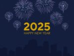 Dark Blue and Gold Modern Illustrative Happy New Year 2025 Instagram Post