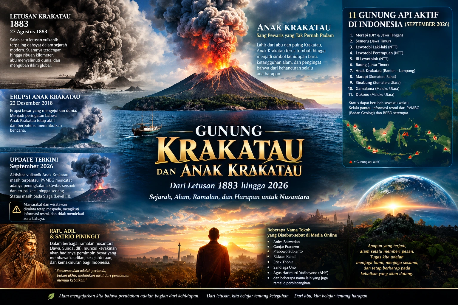 Gunung Krakatau & Anak Krakatau: Letusan 1883 hingga 2026